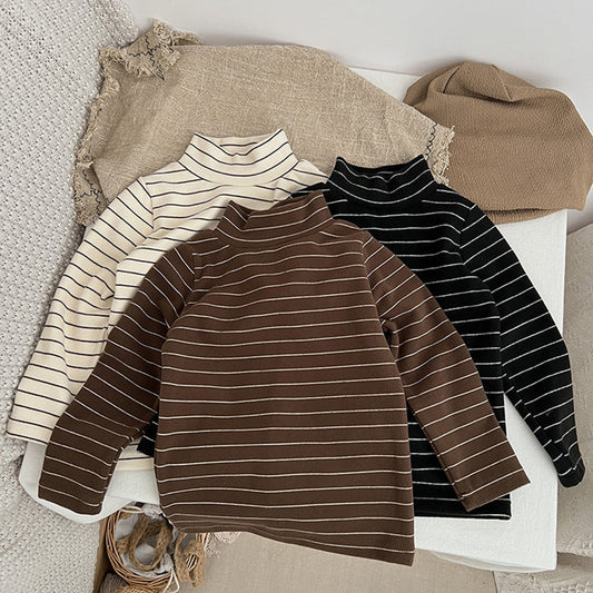 MyKids-USA® Baby Striped Pattern High Turtle Nack Soft Cotton Comfy Shirt