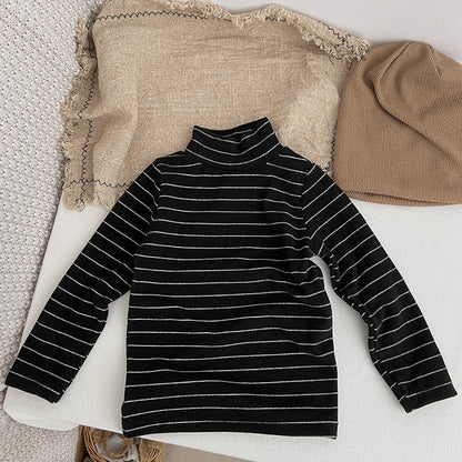 MyKids-USA® Baby Striped Pattern High Turtle Nack Soft Cotton Comfy Shirt