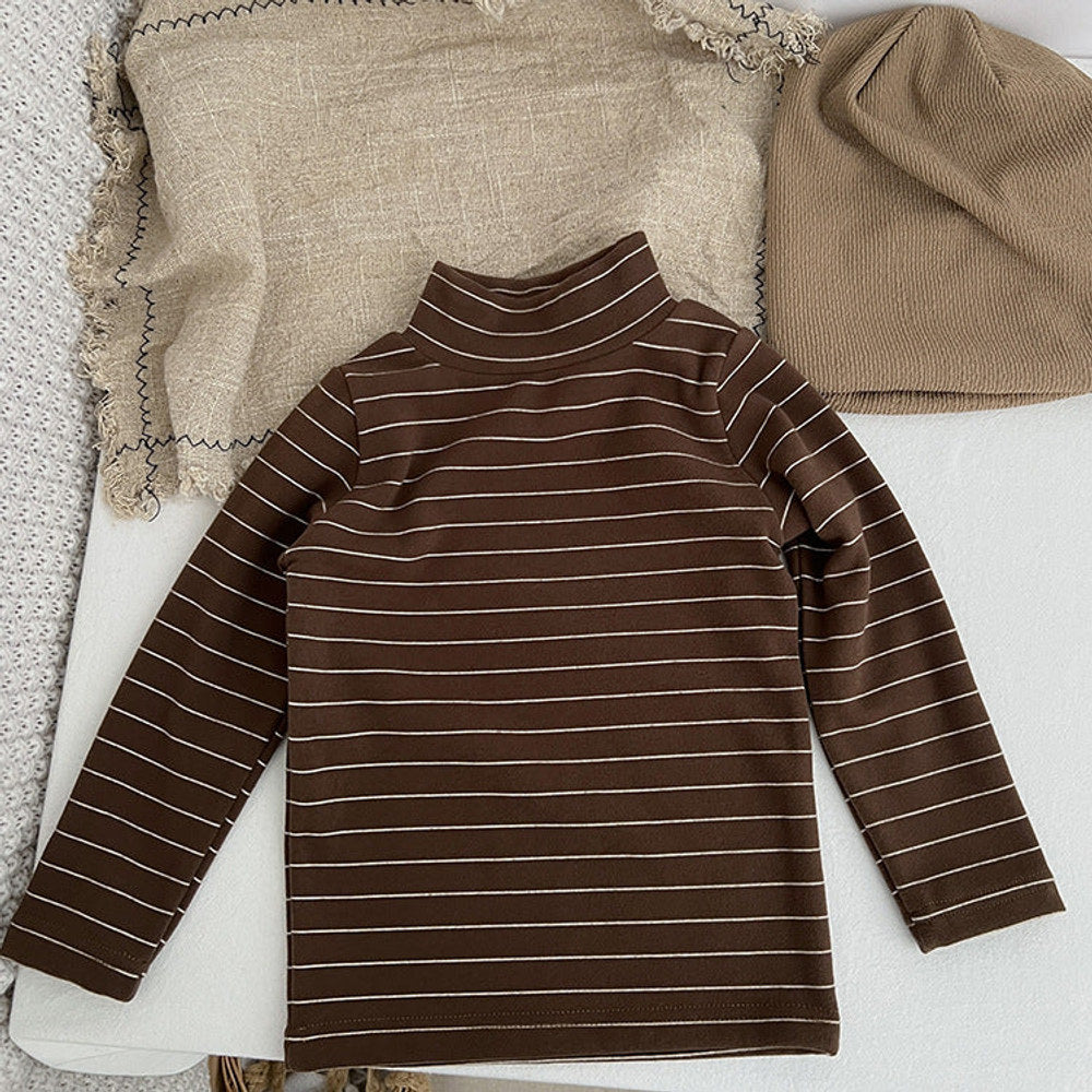 MyKids-USA® Baby Striped Pattern High Turtle Nack Soft Cotton Comfy Shirt
