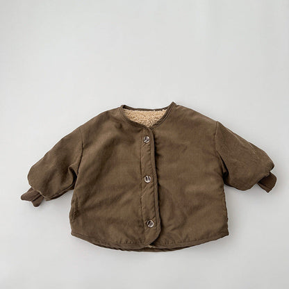 MyKids-USA® Baby Boy And Girl Vintage Style Lambswool Padded Thickened Jacket