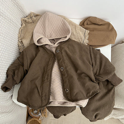 MyKids-USA® Baby Boy And Girl Vintage Style Lambswool Padded Thickened Jacket