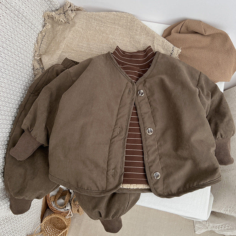 MyKids-USA® Baby Boy And Girl Vintage Style Lambswool Padded Thickened Jacket