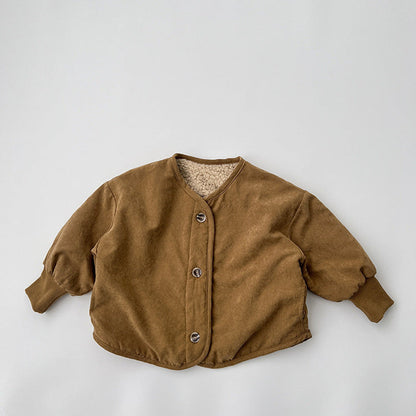 MyKids-USA® Baby Boy And Girl Vintage Style Lambswool Padded Thickened Jacket