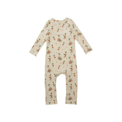 MyKids-USA® Baby Floral Print Pattern Long Sleeve Comfy Cotton Jumpsuit