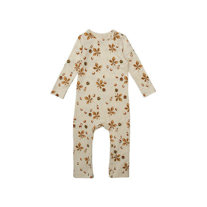 MyKids-USA® Baby Floral Print Pattern Long Sleeve Comfy Cotton Jumpsuit