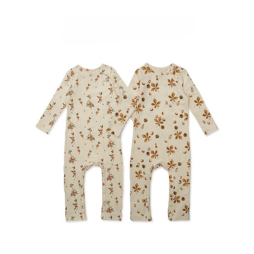 MyKids-USA® Baby Floral Print Pattern Long Sleeve Comfy Cotton Jumpsuit
