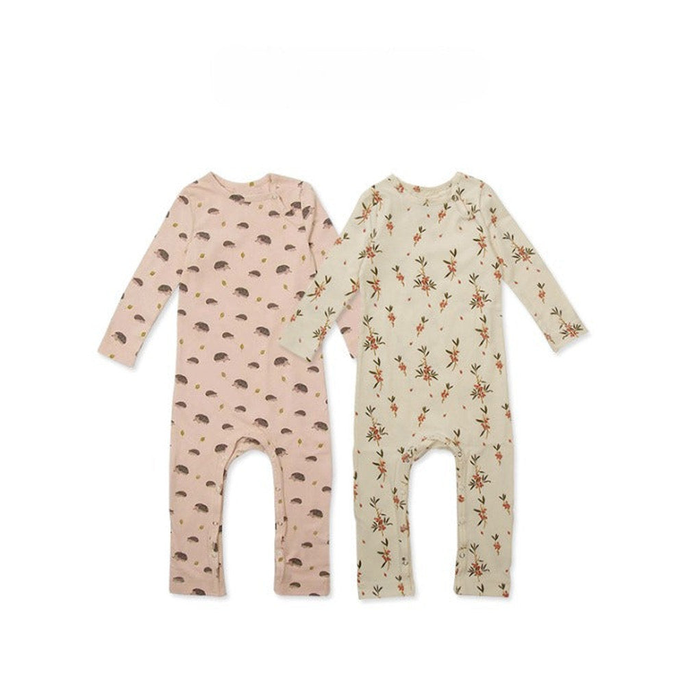 MyKids-USA® Baby Floral Print Pattern Long Sleeve Comfy Cotton Jumpsuit