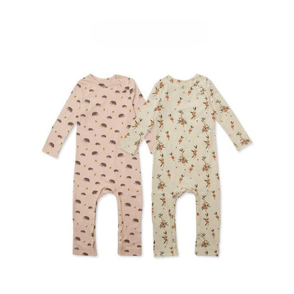 MyKids-USA® Baby Floral Print Pattern Long Sleeve Comfy Cotton Jumpsuit