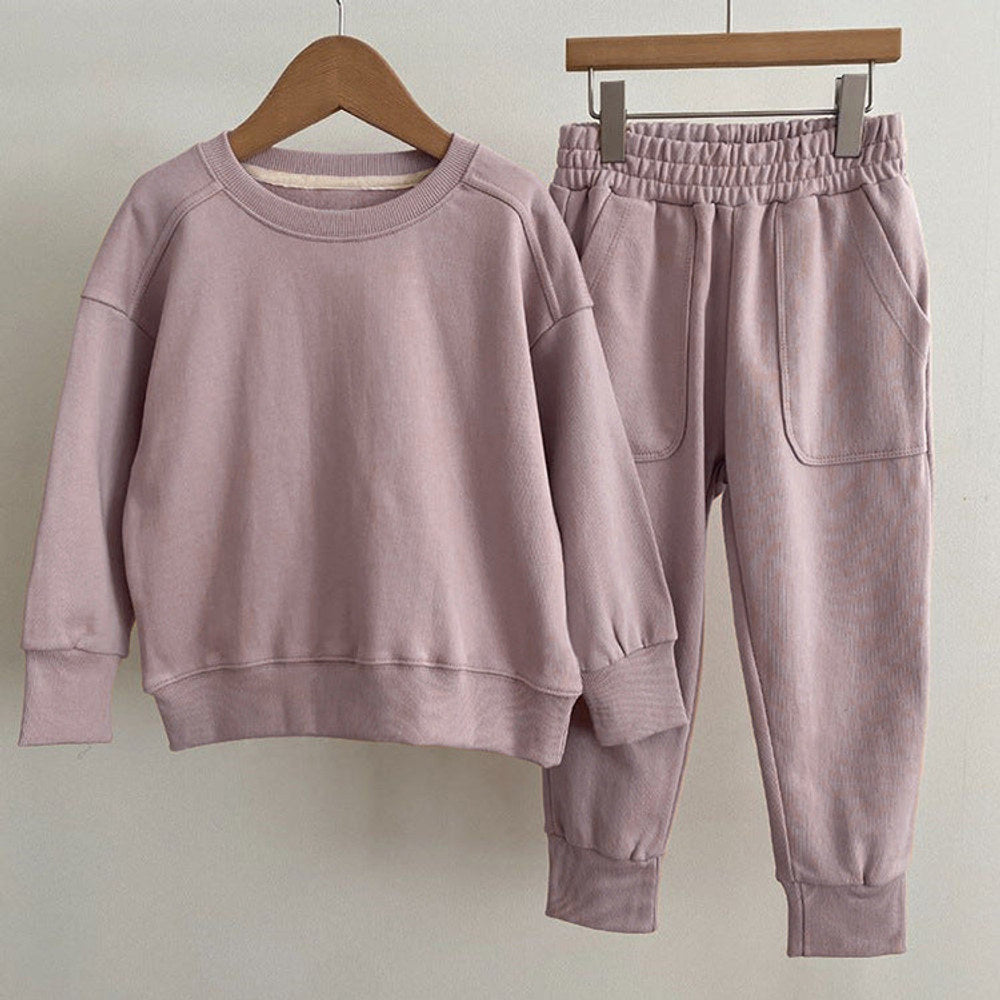 MyKids-USA® Baby Boy And Girl Solid Color Pullover Hoodies Combo Pants Pieces Sets