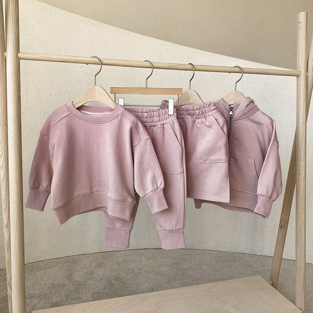 MyKids-USA® Baby Boy And Girl Solid Color Pullover Hoodies Combo Pants Pieces Sets