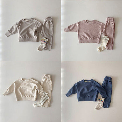 MyKids-USA® Baby Boy And Girl Solid Color Pullover Hoodies Combo Pants Pieces Sets