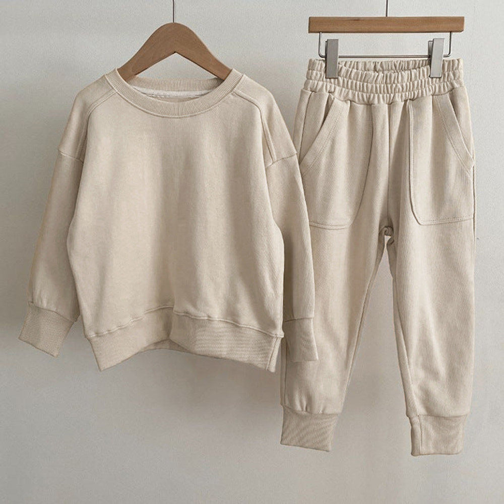 MyKids-USA® Baby Boy And Girl Solid Color Pullover Hoodies Combo Pants Pieces Sets