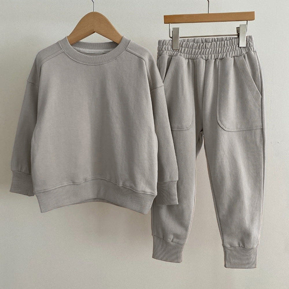 MyKids-USA® Baby Boy And Girl Solid Color Pullover Hoodies Combo Pants Pieces Sets