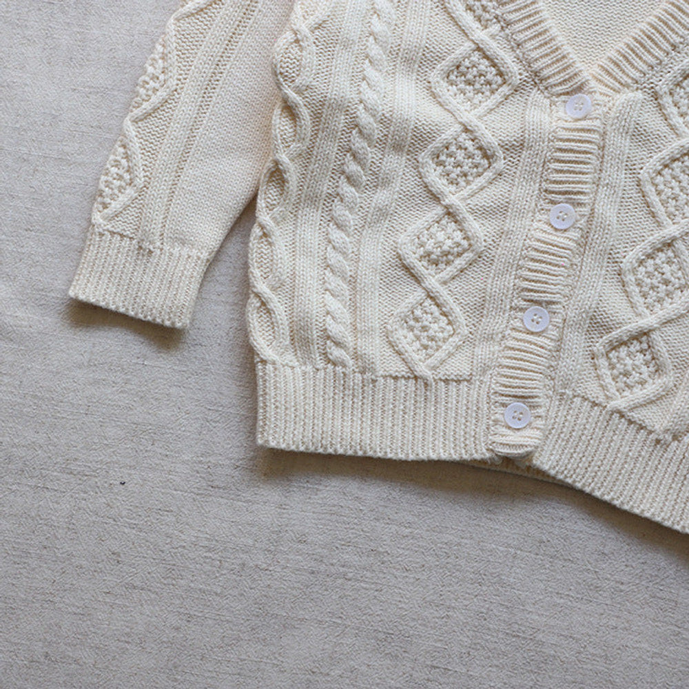 MyKids-USA® Baby Crochet Kint Pattern Solid Color V-Neck Single Breasted Cardigan