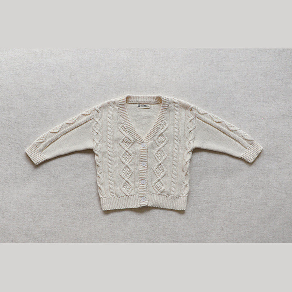 MyKids-USA® Baby Crochet Kint Pattern Solid Color V-Neck Single Breasted Cardigan