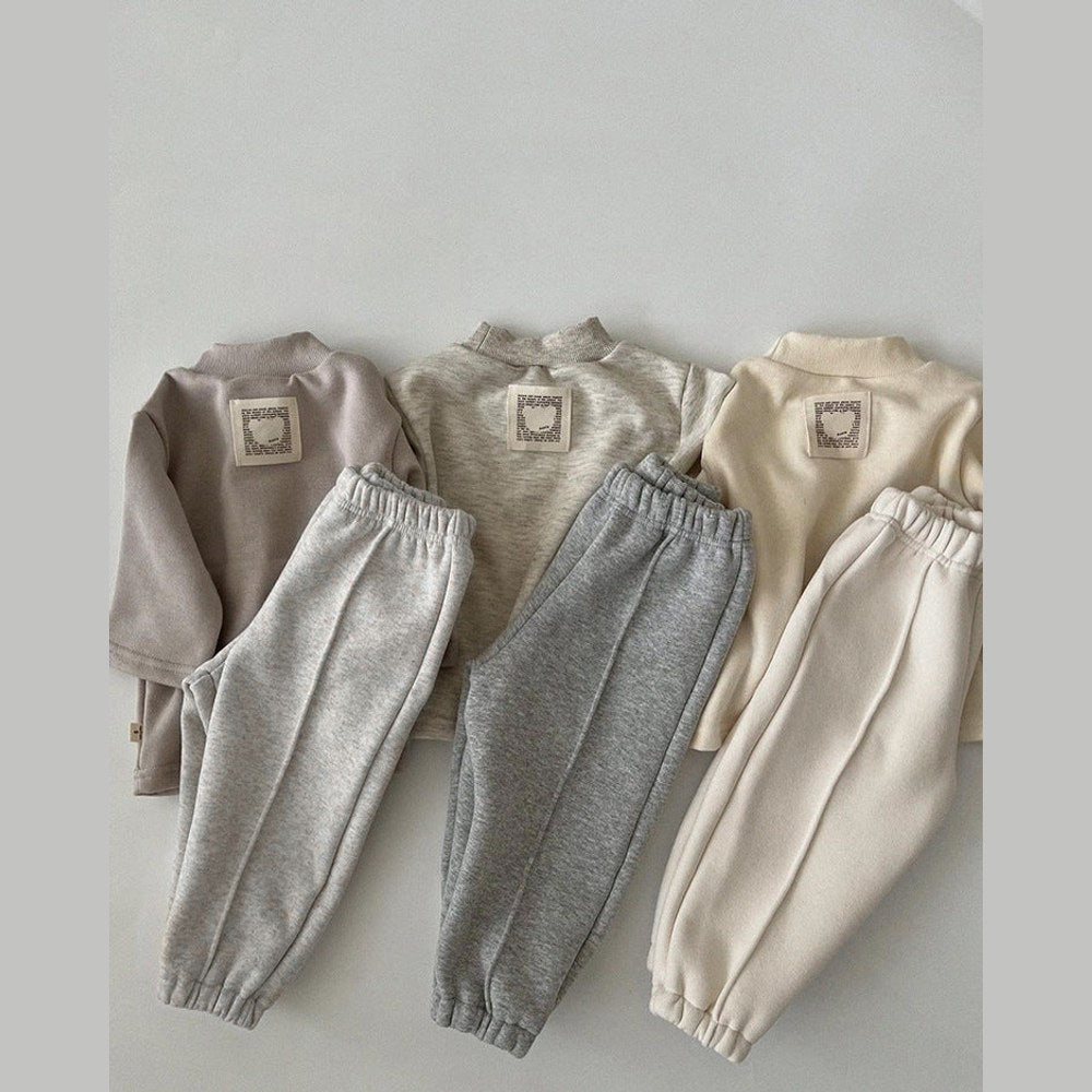 MyKids-USA® Baby Solid Color Loose Fleece Thickened Warm Sweatpants