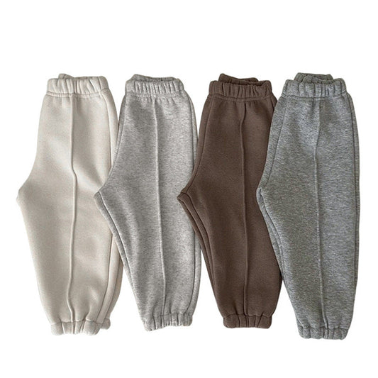 MyKids-USA® Baby Solid Color Loose Fleece Thickened Warm Sweatpants In