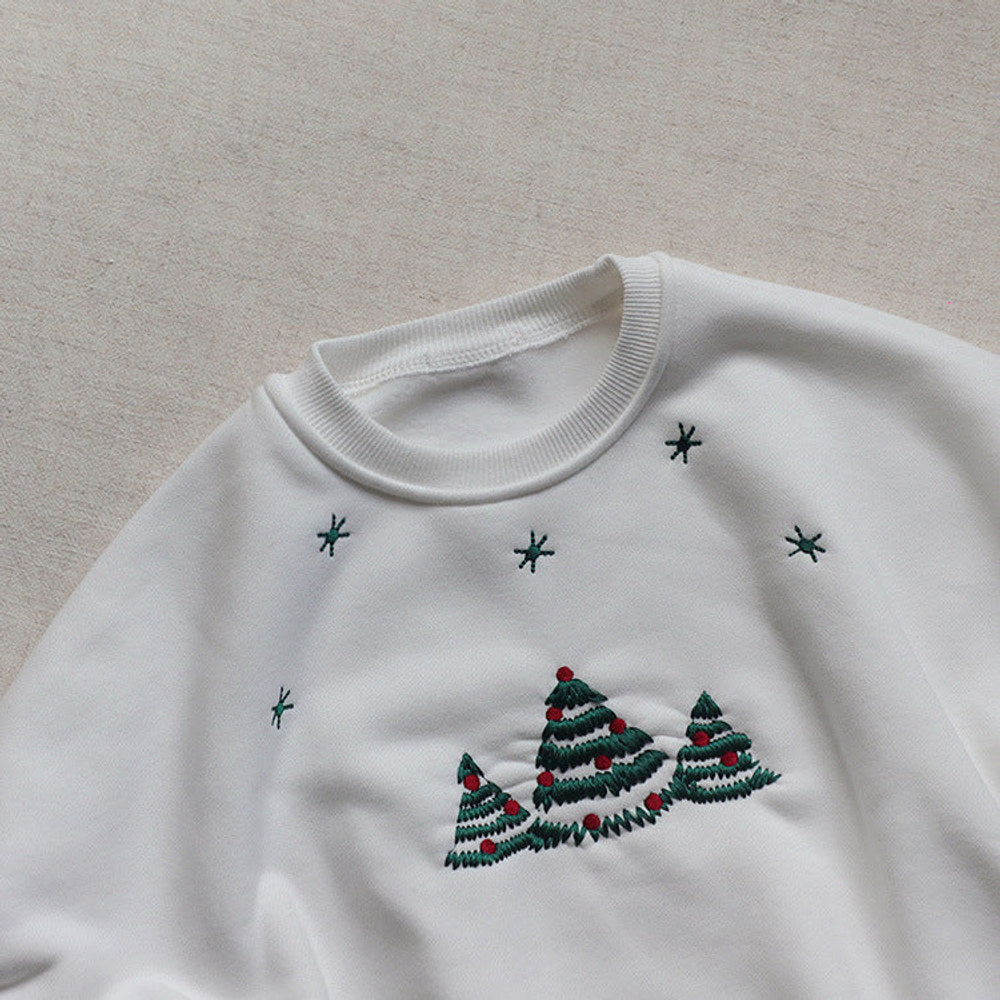 MyKids-USA® Baby Christmas Tree Embroidered Pattern Long Sleeve Fleece bodysuit