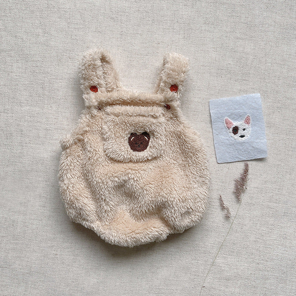 MyKids-USA® Baby Solid Color Bear Patched Design Plush Strap Sleeveless bodysuit