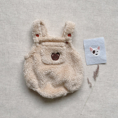 MyKids-USA® Baby Solid Color Bear Patched Design Plush Strap Sleeveless bodysuit