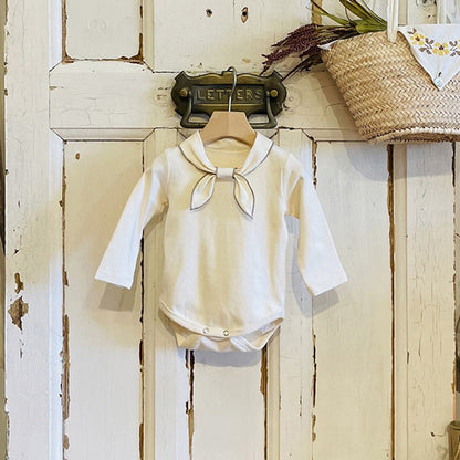 MyKids-USA® Baby Bow Tie Design Long Sleeve Solid Color Cute Bodysuits