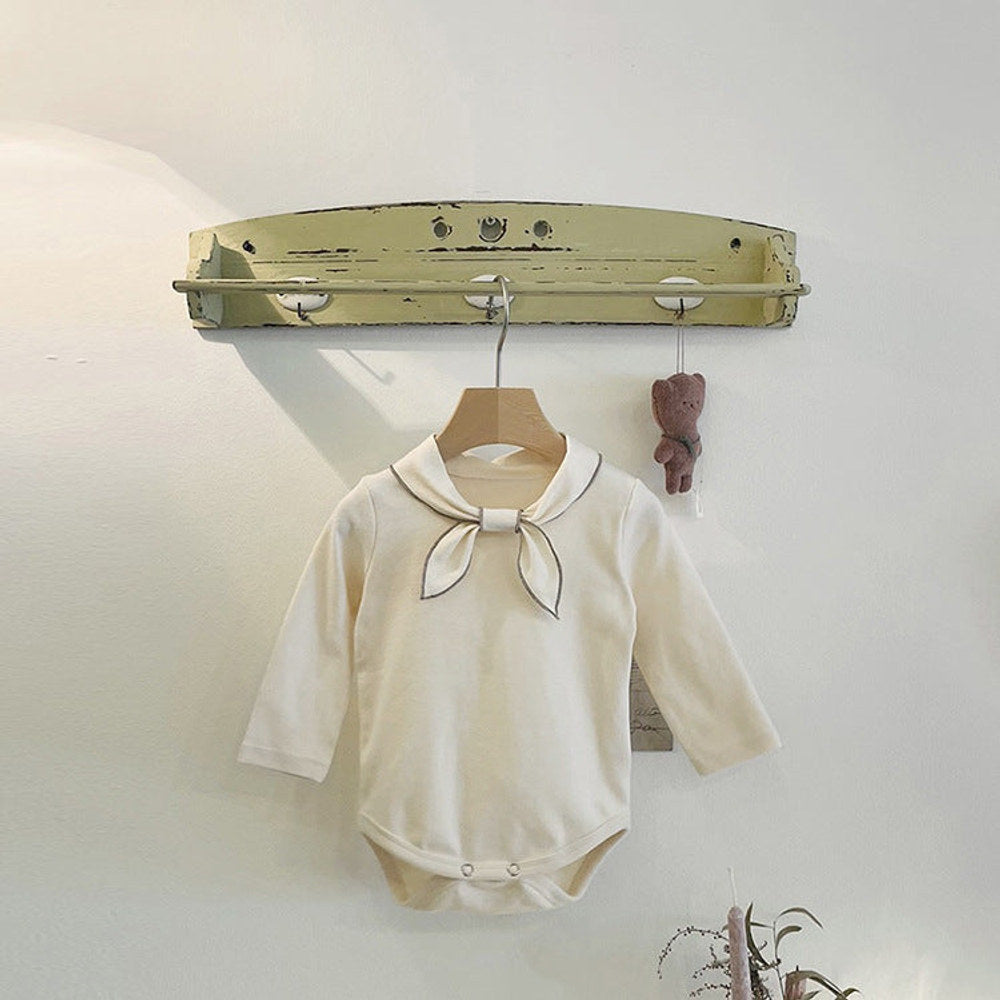 MyKids-USA® Baby Bow Tie Design Long Sleeve Solid Color Cute Bodysuits