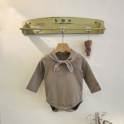 MyKids-USA® Baby Bow Tie Design Long Sleeve Solid Color Cute Bodysuits