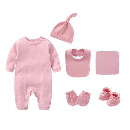 MyKids-USA® Newborn Solid Color Romper Hat, Bib, Gloves, Footwear, Square Scarf Sets