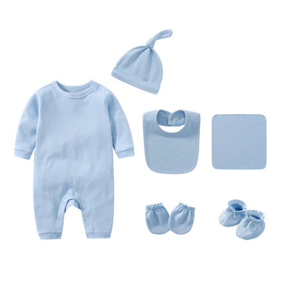 MyKids-USA® Newborn Solid Color Romper Hat, Bib, Gloves, Footwear, Square Scarf Sets