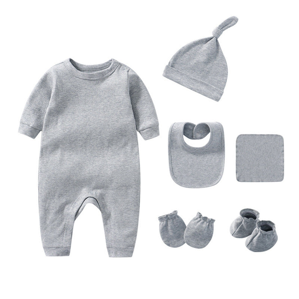 MyKids-USA® Newborn Solid Color Romper Hat, Bib, Gloves, Footwear, Square Scarf Sets