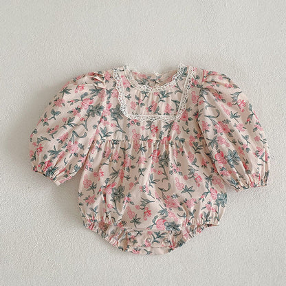MyKids-USA® Baby Girl Flower Print Pattern Mesh Patchwork Design bodysuit or Dress