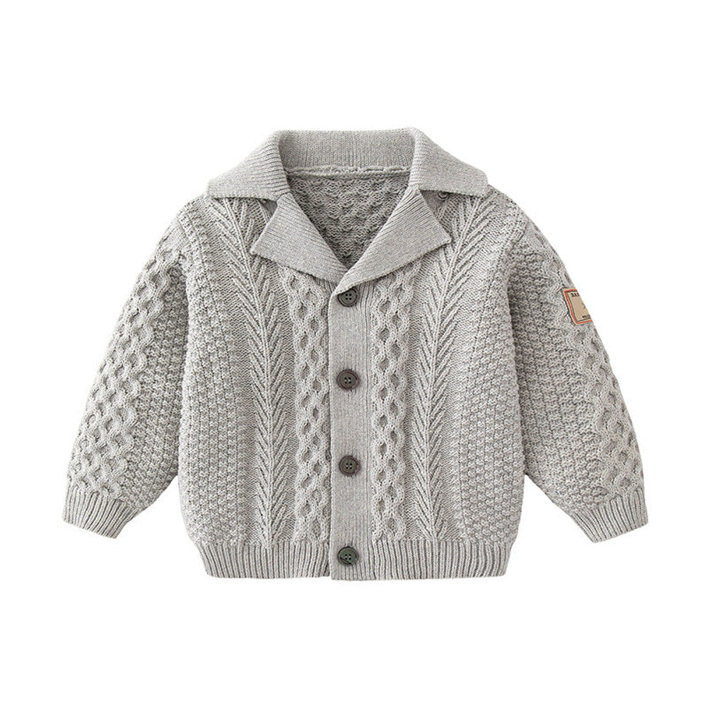 MyKids-USA® Baby Solid Color Crochet Knitted Design Single Breasted Design Knitted Cardigan