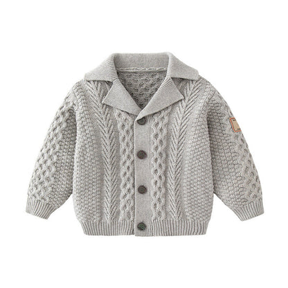 MyKids-USA® Baby Solid Color Crochet Knitted Design Single Breasted Design Knitted Cardigan