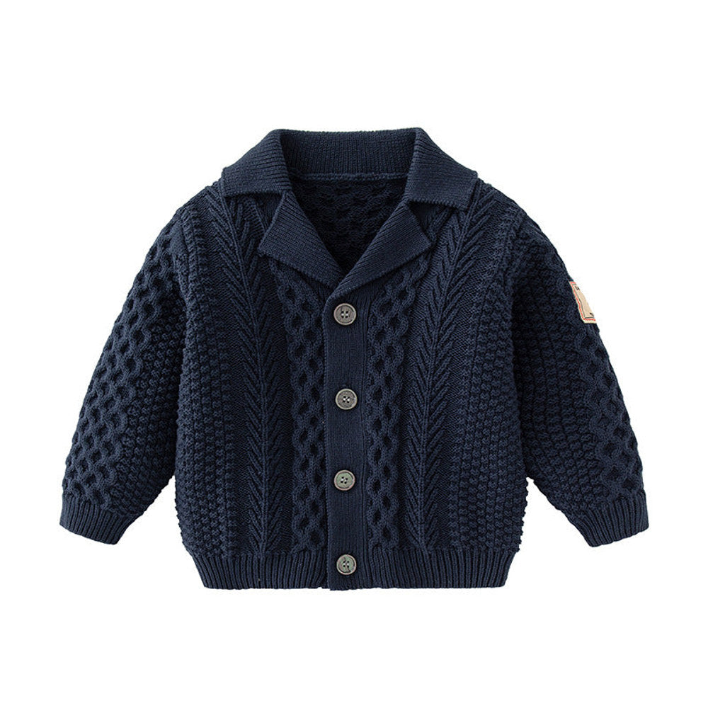 MyKids-USA® Baby Solid Color Crochet Knitted Design Single Breasted Design Knitted Cardigan