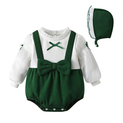 MyKids-USA® Baby False Pieces Design Bow Patched Design Long Sleeve bodysuit