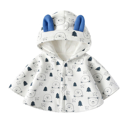 MyKids-USA® Baby Cartoon Bear Print Pattern Thickened Cape Cute Shawl