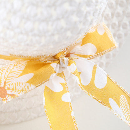 MyKids-USA® Baby Flower Pattern Bow Patched Design Sling Dress In With Hat