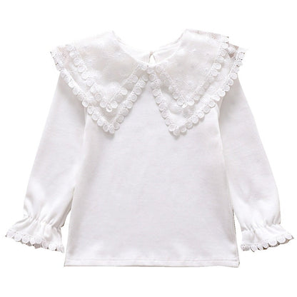 MyKids-USA® Baby Girl Solid Color Mesh Doll Neck Lapel Quality Shirt