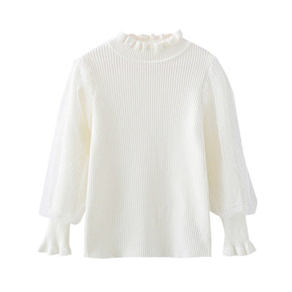 MyKids-USA® Baby Girl Solid Color Mesh Puff Sleeves Beautiful Shirt Tops