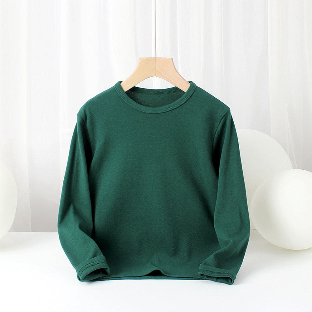 MyKids-USA® Baby Solid Color Pullover Cotton Crewneck Long Sleeve Basic Tops