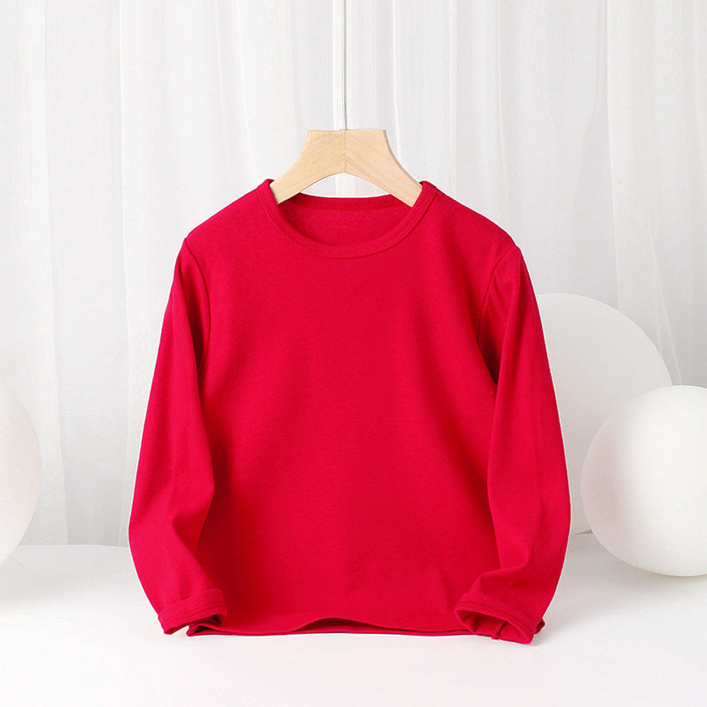 MyKids-USA® Baby Solid Color Pullover Cotton Crewneck Long Sleeve Basic Tops