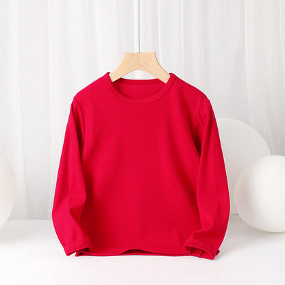 MyKids-USA® Baby Solid Color Pullover Cotton Crewneck Long Sleeve Basic Tops