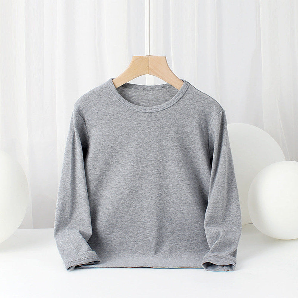 MyKids-USA® Baby Solid Color Pullover Cotton Crewneck Long Sleeve Basic Tops