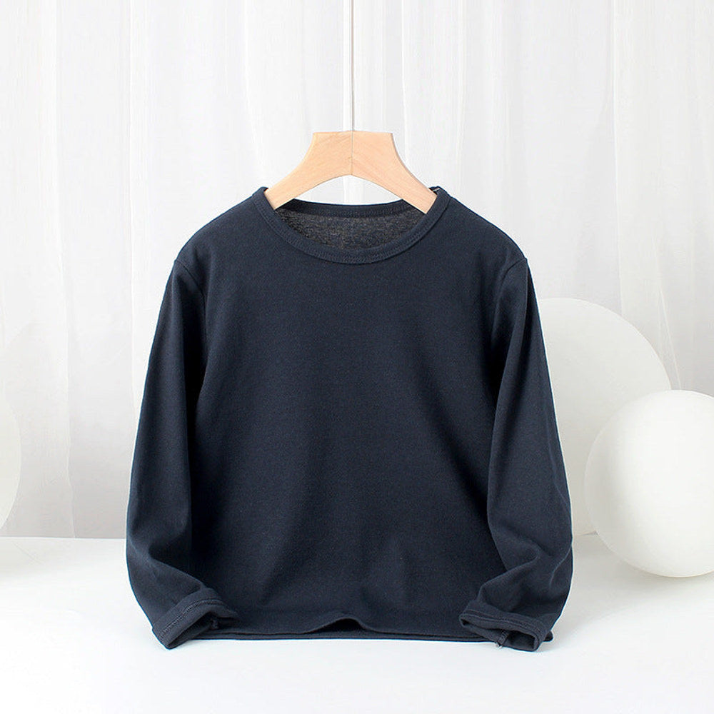 MyKids-USA® Baby Solid Color Pullover Cotton Crewneck Long Sleeve Basic Tops