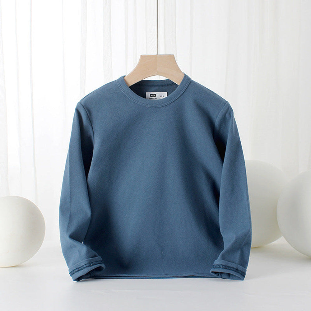 MyKids-USA® Baby Solid Color Pullover Cotton Crewneck Long Sleeve Basic Tops
