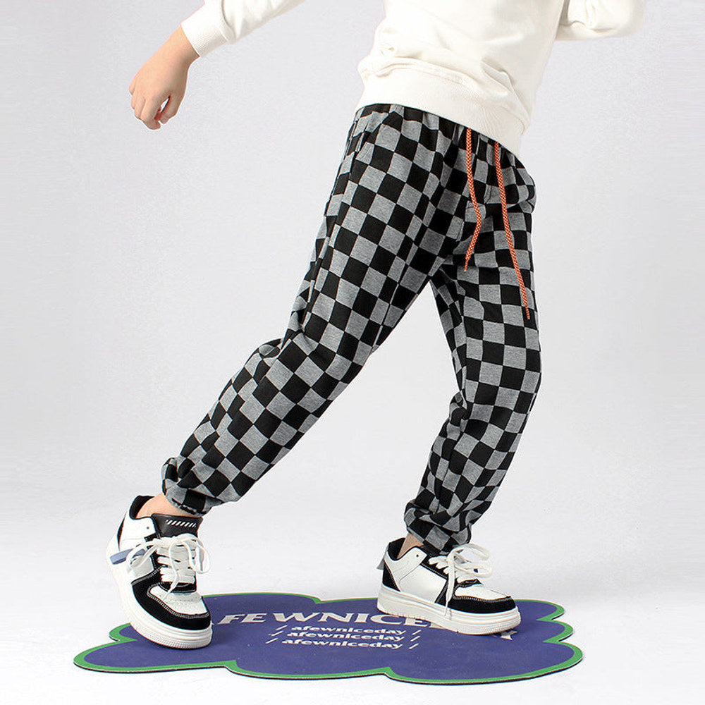 MyKids-USA® Baby Boy Checkerboard Print Pattern Fleece Thickened Pants