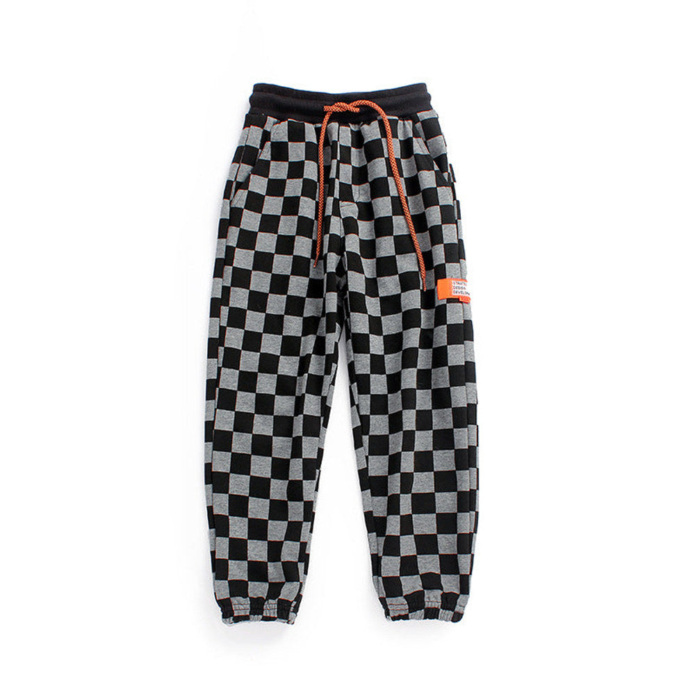 MyKids-USA® Baby Boy Checkerboard Print Pattern Fleece Thickened Pants