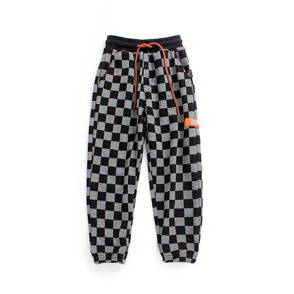 MyKids-USA® Baby Boy Checkerboard Print Pattern Fleece Thickened Pants