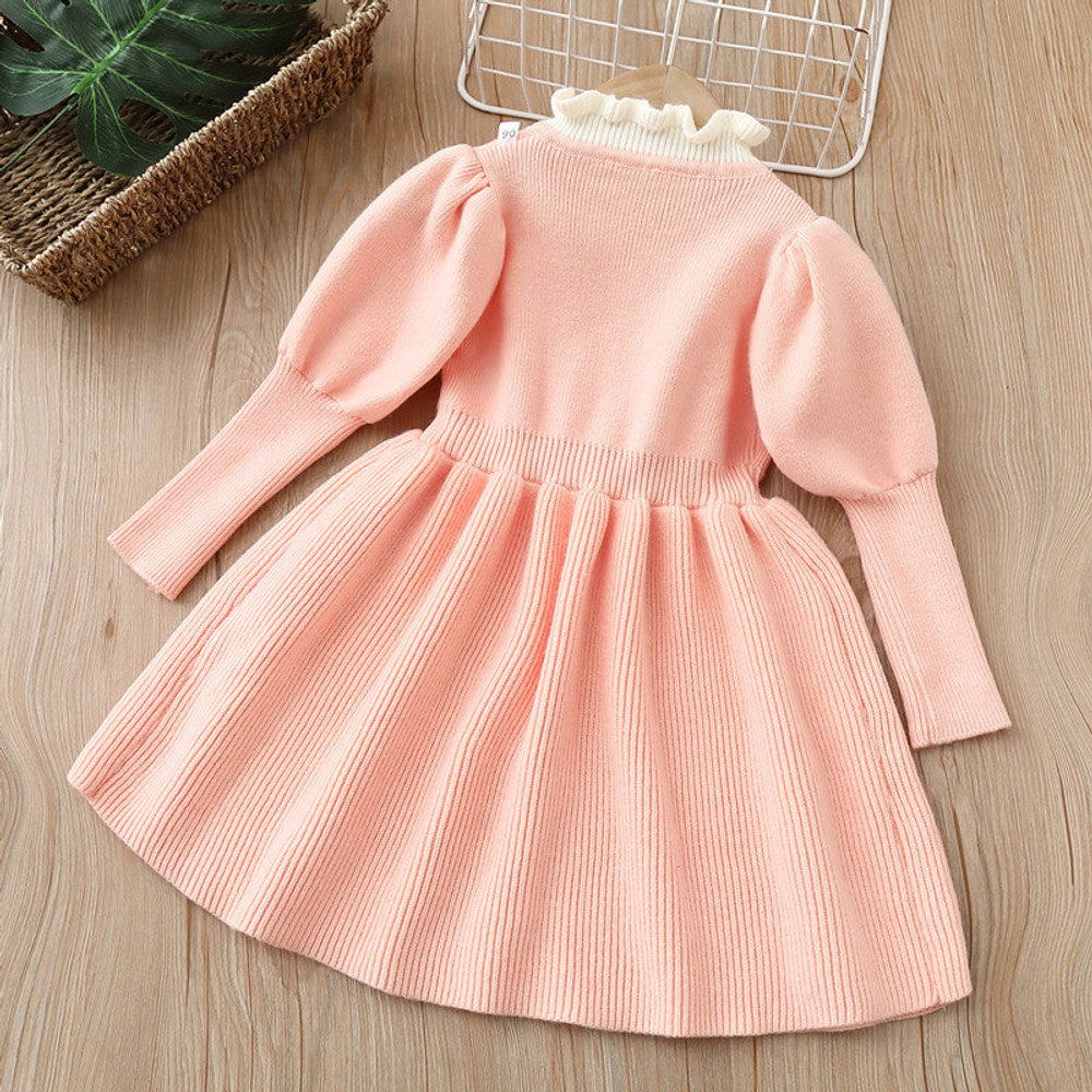 MyKids-USA® Baby Bow Patched Design Puff Sleeve Princess Dress