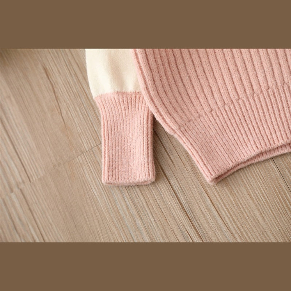 MyKids-USA® Baby Solid Color Bow Patched Sweater With Pants Sets